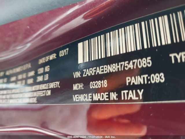ZARFAEBN8H7547085 Alfa Romeo Giulia Rwd