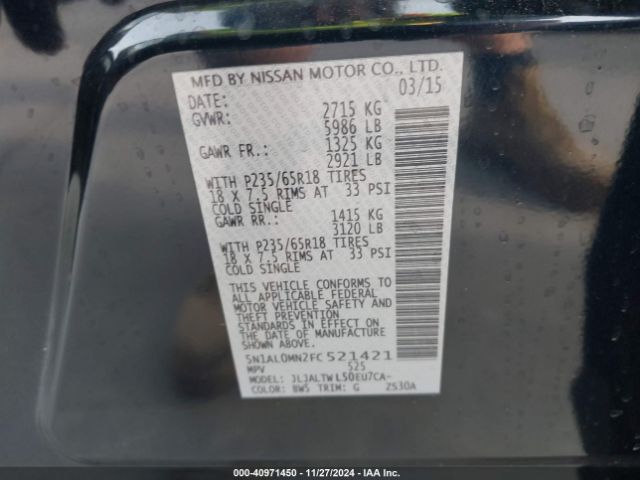 5N1AL0MN2FC521421 Infiniti QX60