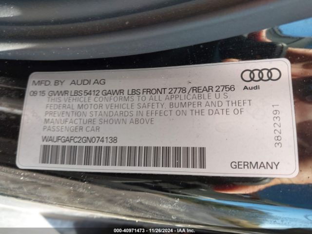 WAUFGAFC2GN074138 Audi A6 3.0t Premium Plus