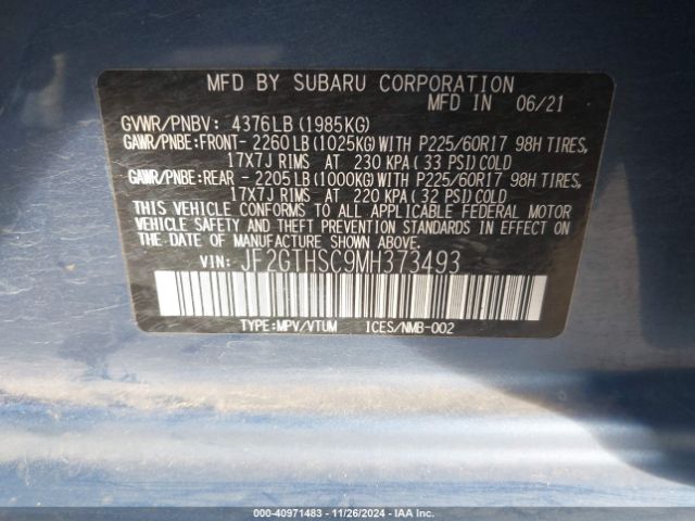 JF2GTHSC9MH373493 Subaru Crosstrek Sport