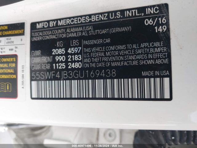 55SWF4JB3GU169438 Mercedes-Benz C-class C 300/luxury/sport