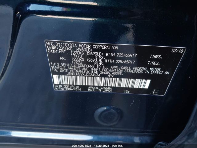 JTMRJREVXJD234234 Toyota Rav4 Hybrid Xle