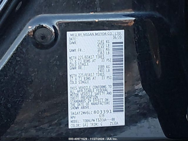 5N1AT2MV6LC803391 Nissan Rogue S Intelligent Awd