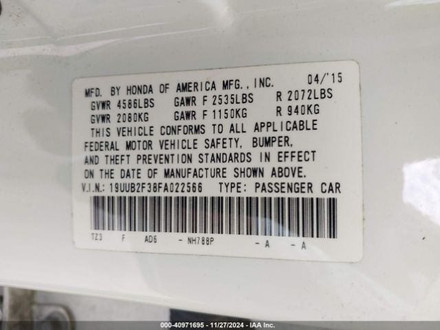 19UUB2F38FA022566 Acura Tlx V6