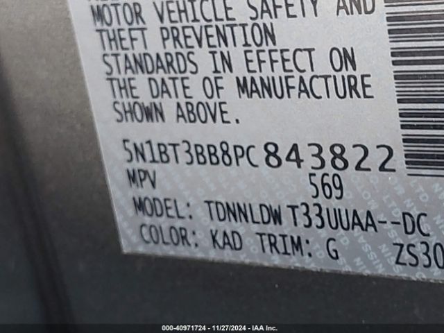 5N1BT3BB8PC843822 Nissan Rogue Sv Intelligent Awd
