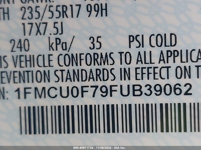 Ford ESCAPE S 2015 1FMCU0F79FUB39062 Image 9