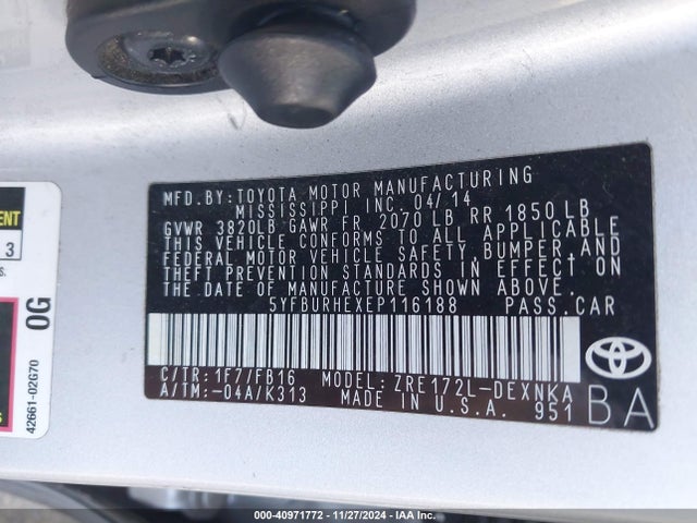 Toyota Corolla Le Plus 2014 5YFBURHEXEP116188 Image 9