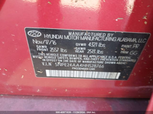 5NPE24AA4HH528766 Hyundai SONATA ECO