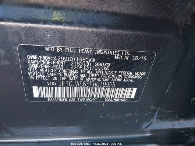 JF1GJAS65FH019825 Subaru Impreza 2.0i Limited