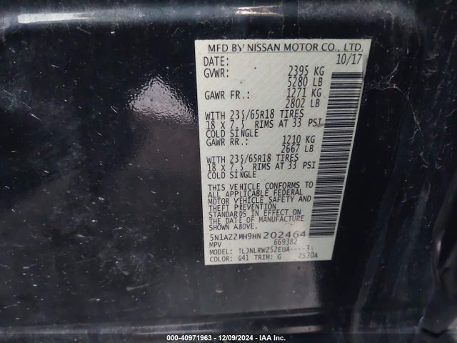 5N1AZ2MH9HN202464 Nissan 2017