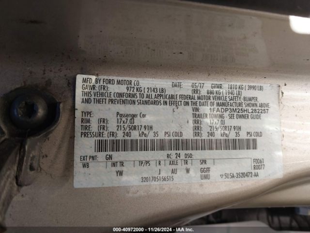 1FADP3M25HL282257 Ford FOCUS SEL