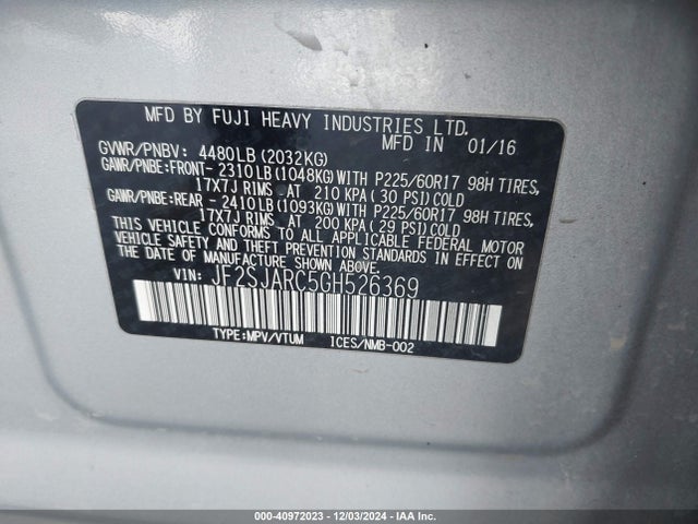 Subaru Forester 2.5i Limited 2016 JF2SJARC5GH526369 Image 9