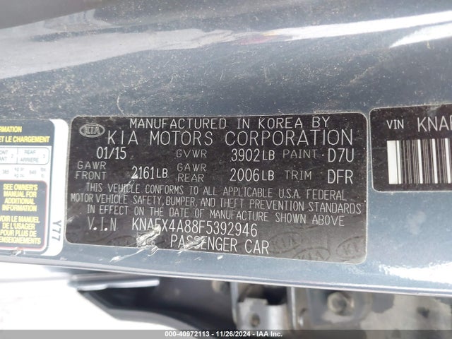 KIA FORTE EX 2015 KNAFX4A88F5392946 Image 9