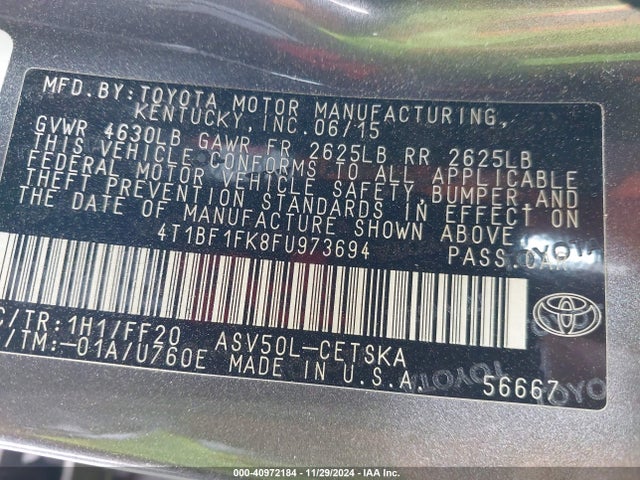 Toyota CAMRY SE 2015 4T1BF1FK8FU973694 Image 9