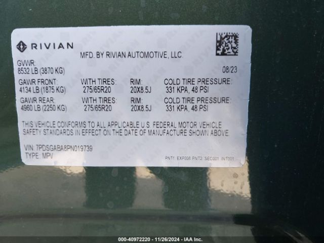 7PDSGABA8PN019739 Rivian R1s Adventure