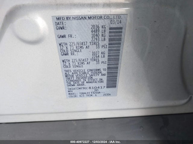 Nissan ROGUE S 2014 5N1AT2MT9EC810417 Image 9