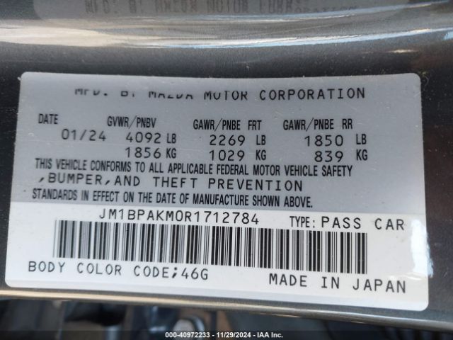 JM1BPAKM0R1712784 Mazda Mazda3 2.5 S Select Sport