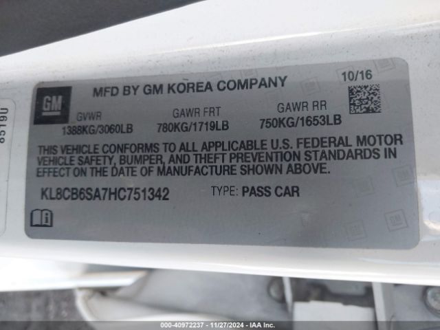KL8CB6SA7HC751342 Chevrolet Spark Ls Cvt