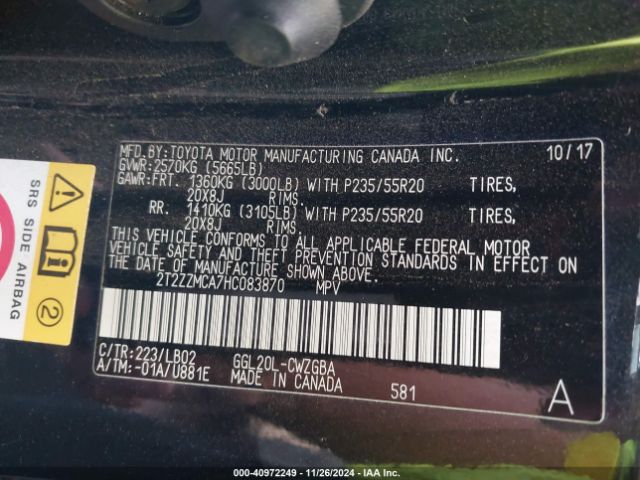 2T2ZZMCA7HC083870 Lexus RX 350