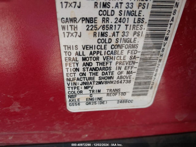 Nissan ROGUE S 2017 JN8AT2MV8HW264738 Image 9