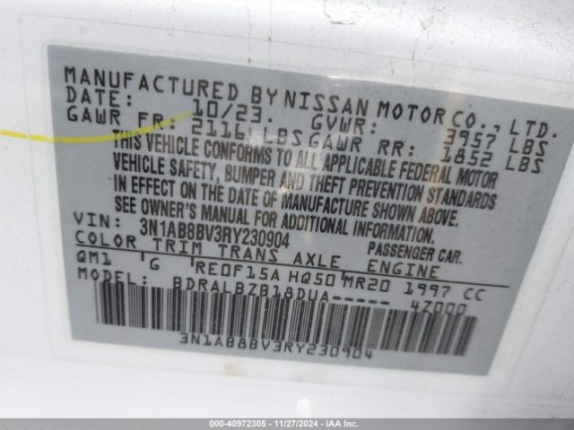 3N1AB8BV3RY230904 Nissan Sentra S Xtronic Cvt