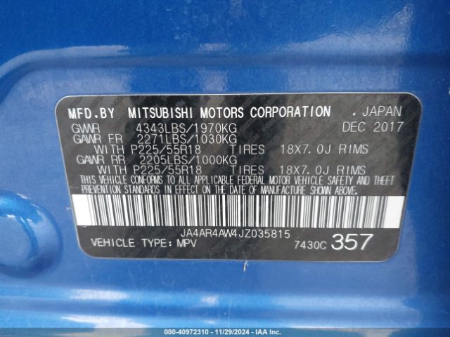 JA4AR4AW4JZ035815 Mitsubishi Outlander Sport 2.4 Sel