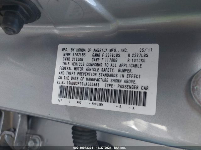 19UUB3F39JA000865 Acura TLX