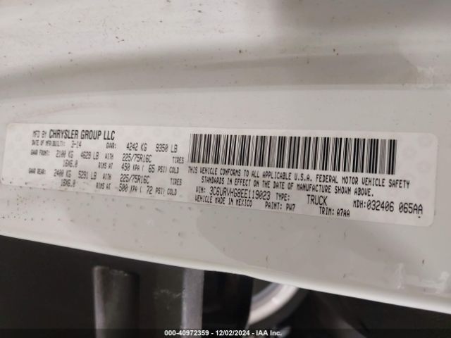 3C6URVHG8EE119023 RAM Promaster 3500 High Roof