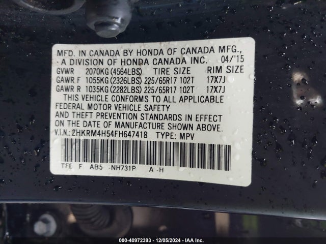 Honda CR-V EX 2015 2HKRM4H54FH647418 Image 9