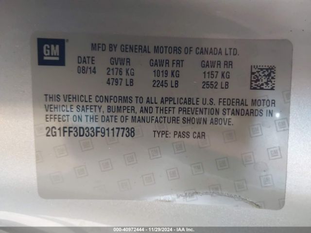 2G1FF3D33F9117738 Chevrolet Camaro 2lt