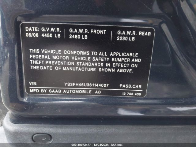 2006 SAAB 9-3 YS3FH46U361144027 Photo 8