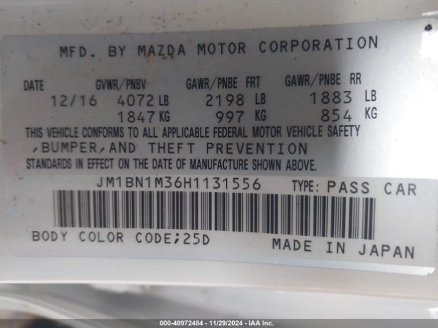 JM1BN1M36H1131556 Mazda Mazda3 Grand Touring
