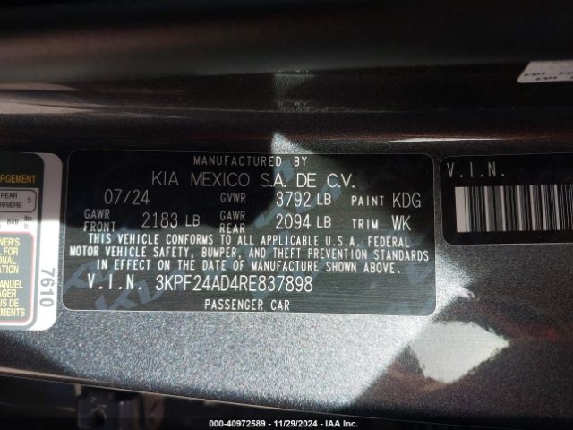 3KPF24AD4RE837898 KIA Forte Lxs