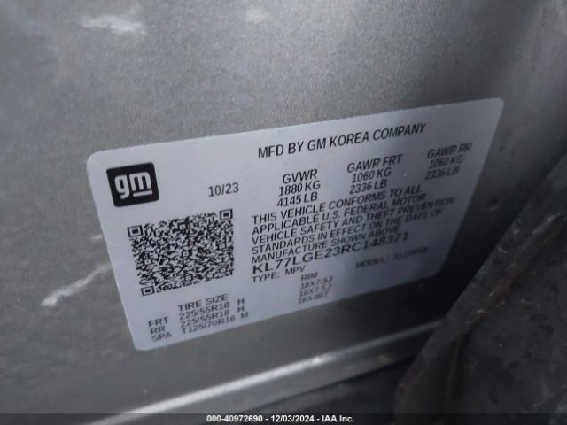 KL77LGE23RC148371 Chevrolet Trax Fwd 1rs