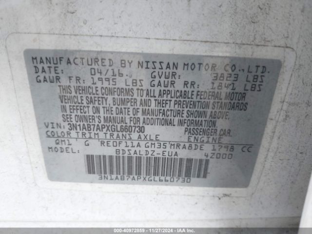 3N1AB7APXGL660730 Nissan SENTRA SV