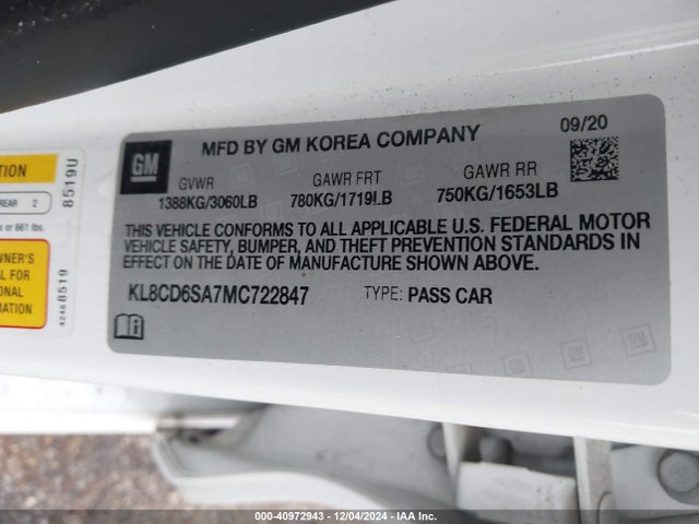 Chevrolet Spark Fwd 1lt Automatic 2021 KL8CD6SA7MC722847 Image 9