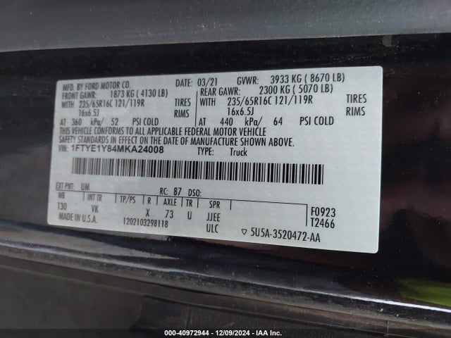 1FTYE1Y84MKA24008 Ford Transit-150 Cargo Van