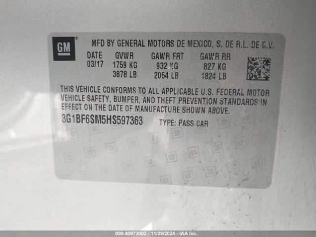 3G1BF6SM5HS597363 Chevrolet Cruze Premier Auto