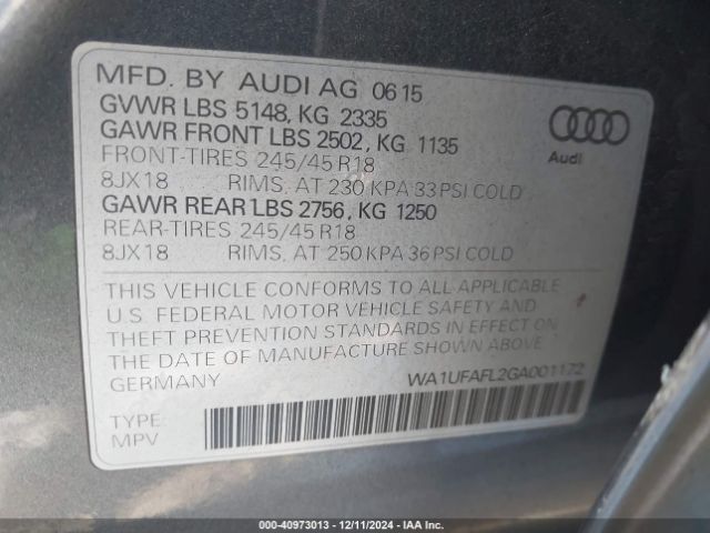 WA1UFAFL2GA001172 Audi Allroad 2.0t Premium