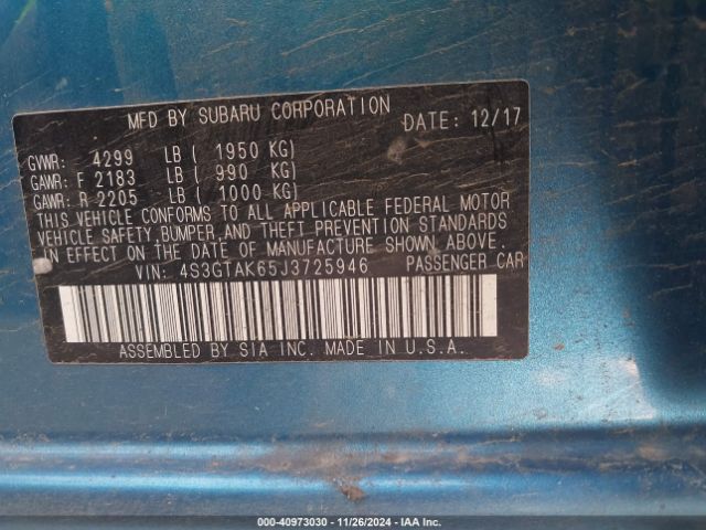 4S3GTAK65J3725946 Subaru Impreza 2.0i Sport
