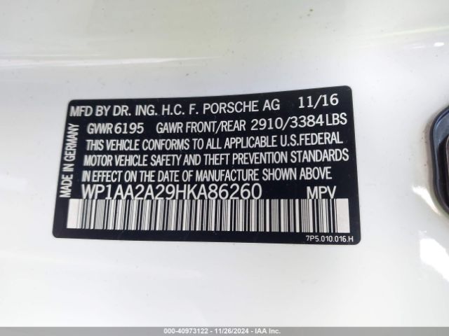WP1AA2A29HKA86260 Porsche Cayenne Platinum Edition