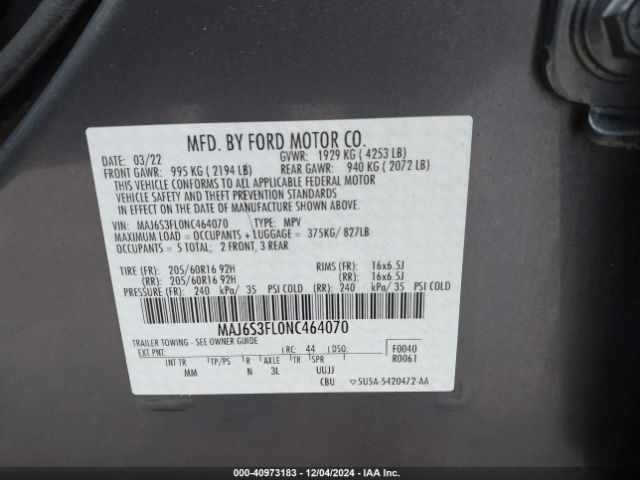 MAJ6S3FL0NC464070 Ford ECOSPORT S