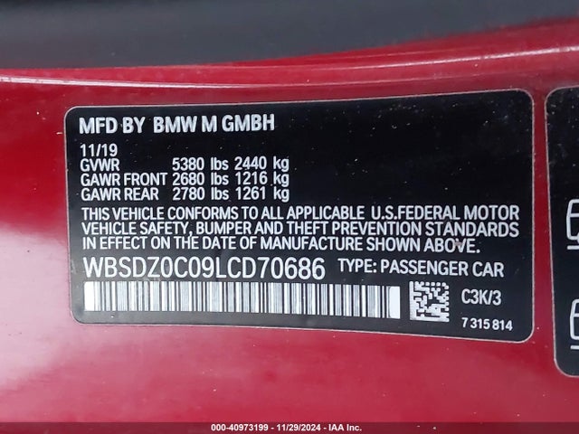 BMW M8 Competition 2020 WBSDZ0C09LCD70686 Image 9