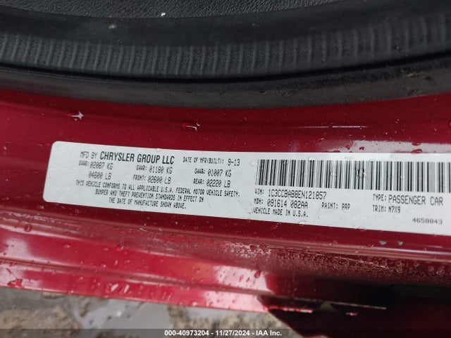 Chrysler 200 LX 2014 1C3CCBAB8EN121857 Image 9