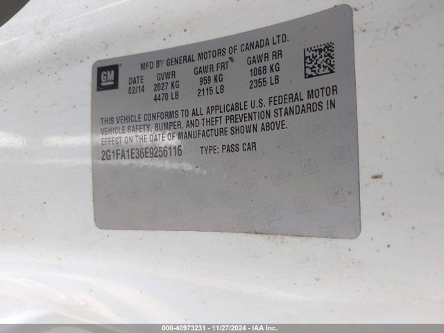 2G1FA1E36E9256116 Chevrolet Camaro 2ls