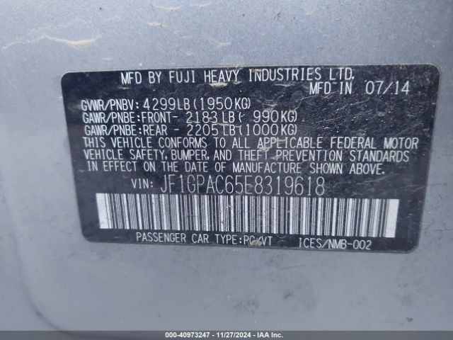 JF1GPAC65E8319618 Subaru Impreza 2.0i Premium