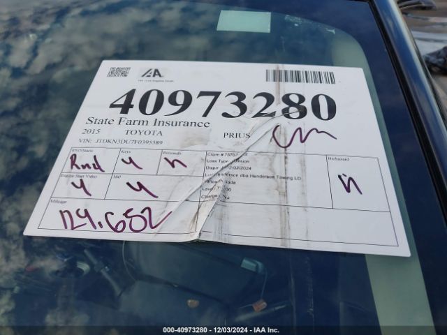 JTDKN3DU7F0395389 Toyota Prius Four