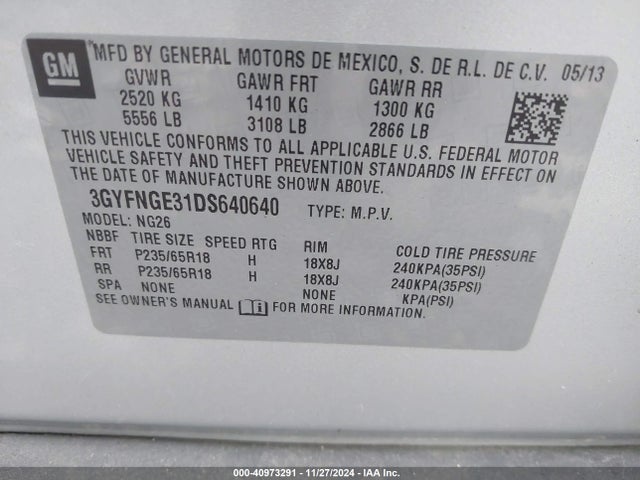 2013 CADILLAC SRX 3GYFNGE31DS640640 Photo 8