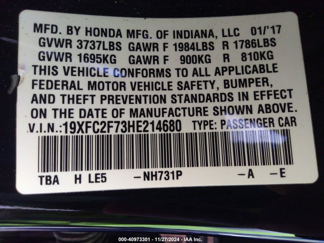 Honda CIVIC EX 2017 19XFC2F73HE214680 Image 9