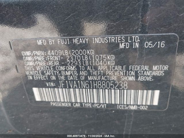 JF1VA1N61H8805238 Subaru Wrx Limited